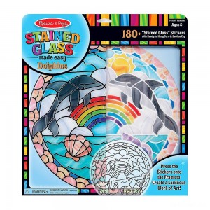 Black Friday | Melissa & Doug Stained Glass Made Easy Craft Kit: Dolphins - 180+ Stickers - Sale