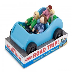 Black Friday | Melissa & Doug Road Trip Wooden Toy Car and 4 Poseable Dolls (4-5 inches each) - Sale