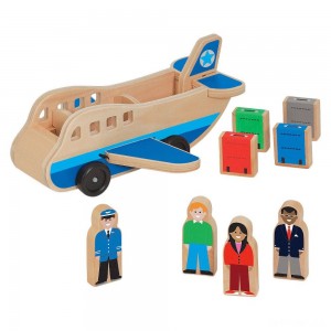 Black Friday | Melissa & Doug Wooden Airplane Play Set With 4 Play Figures and 4 Suitcases - Sale