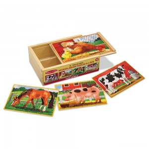 Black Friday | Melissa & Doug Farm 4-in-1 Wooden Jigsaw Puzzles in a Storage Box (48pc total) - Sale